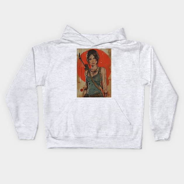 Tomb Raider Remastered Artwork Kids Hoodie by moreirapod